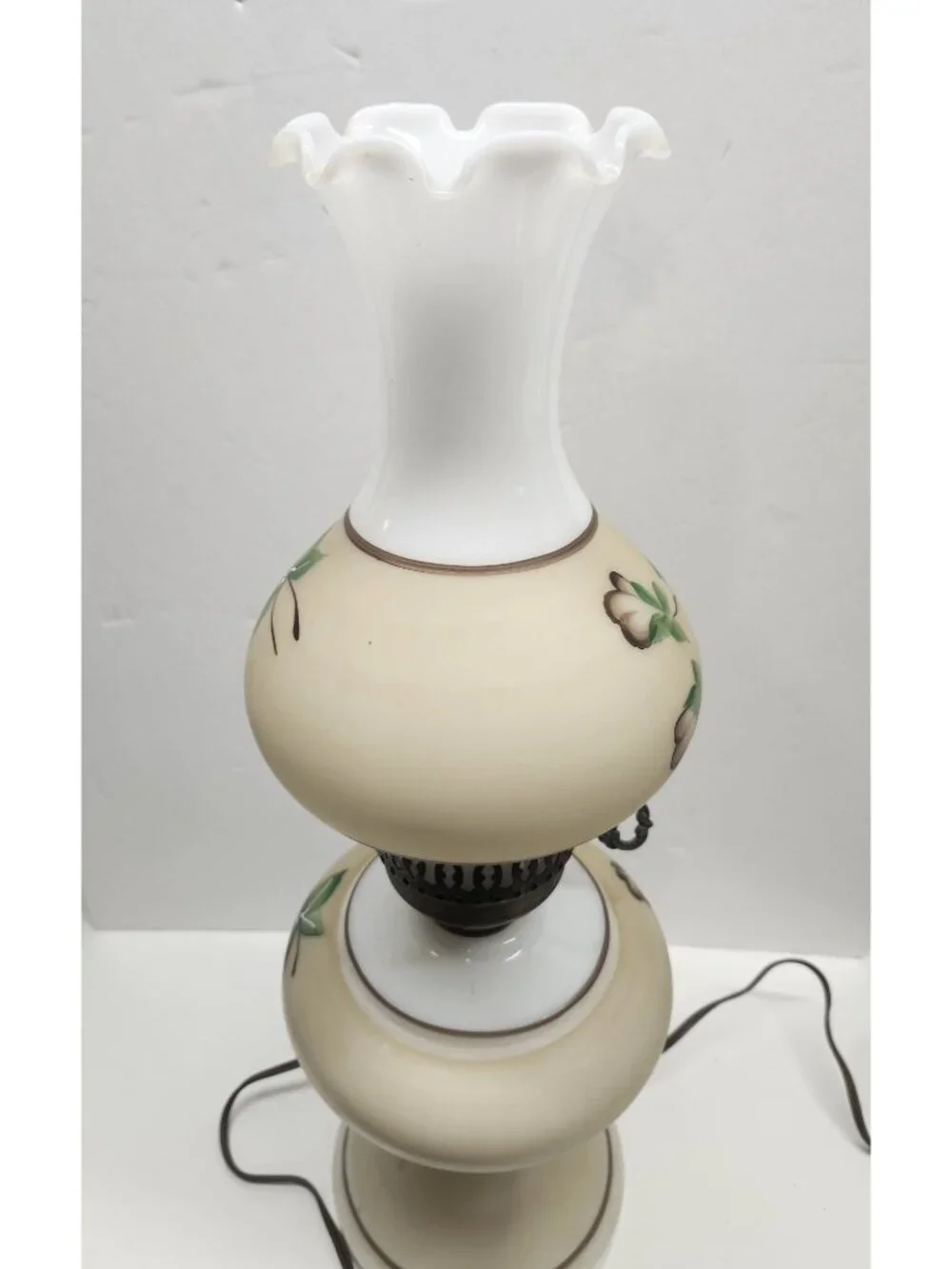 Tiered Vintage GWTW Glass Lamp Mid-Century Milk Glass Gone With the Wind